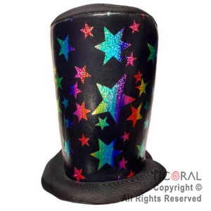 SOMBRERO GALERON NEGRO CON ESTRELLAS MULTICOLOR x 1